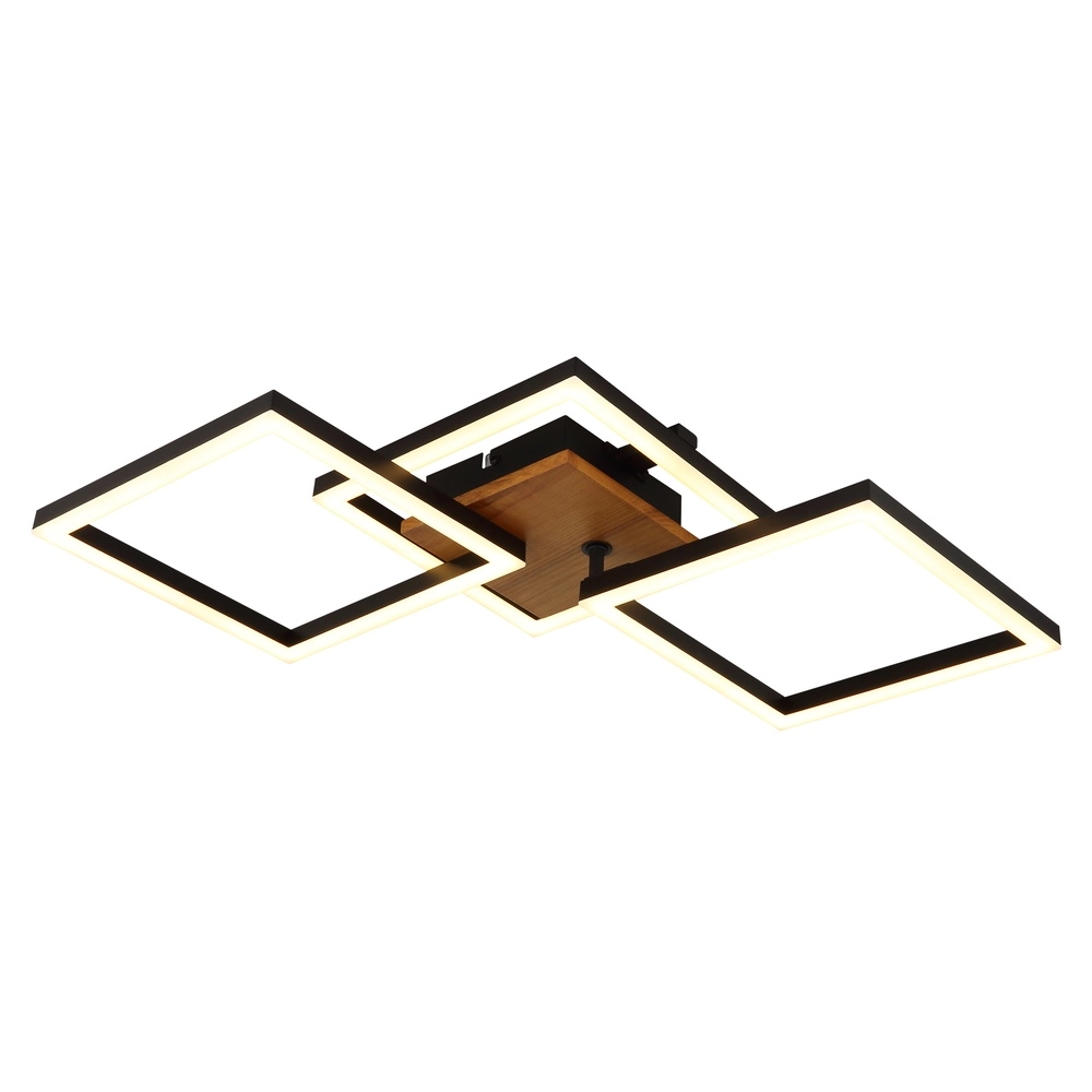 Deckenlampe Kerry Schwarz mit Holzoptik