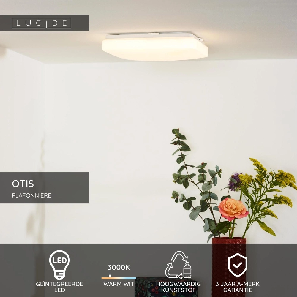 Quadratische Deckenlampe Otis 28 cm weiß Lucide 5411212791344