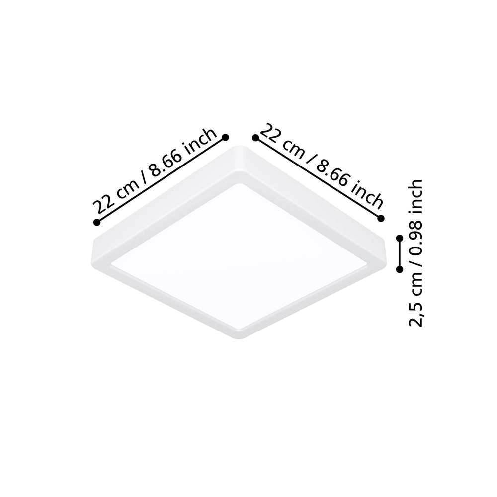 LED-Deckenlicht Fueva 6 Quadrat – Weiß – 22x22 cm Eglo 9008606330195