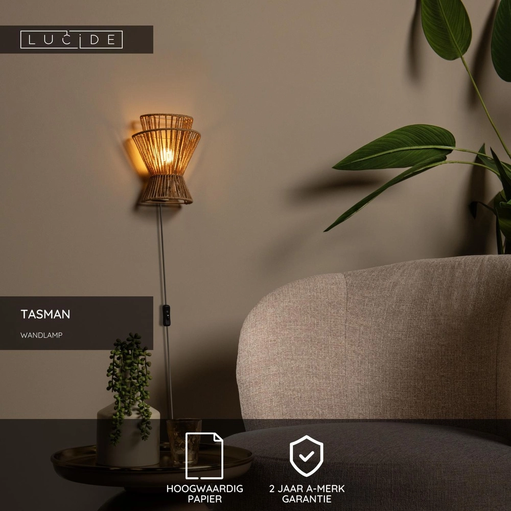 Wandlampe Tasman Rattan Lucide 5411212105981
