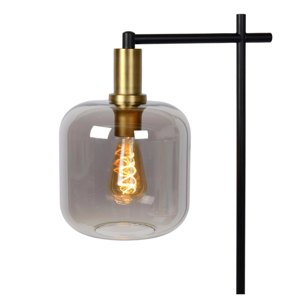 Stehlampe Joanet Schwarz mit Rauchglas Lucide 5411212451606