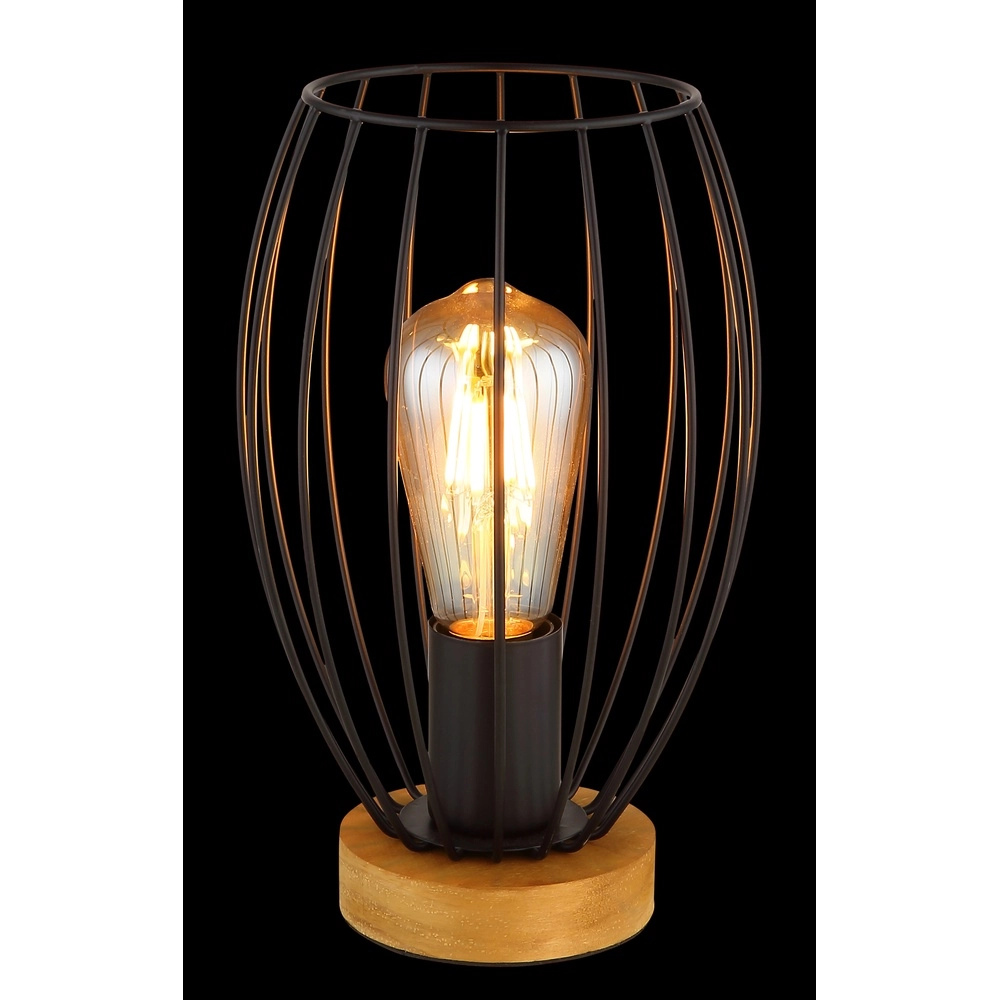 Tischlampe Berti Holz mit Schwarz Globo 9007371583324