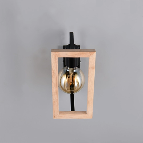 Design-Wandlampe Bano Schwarz mit Holz Trio 4017807670899