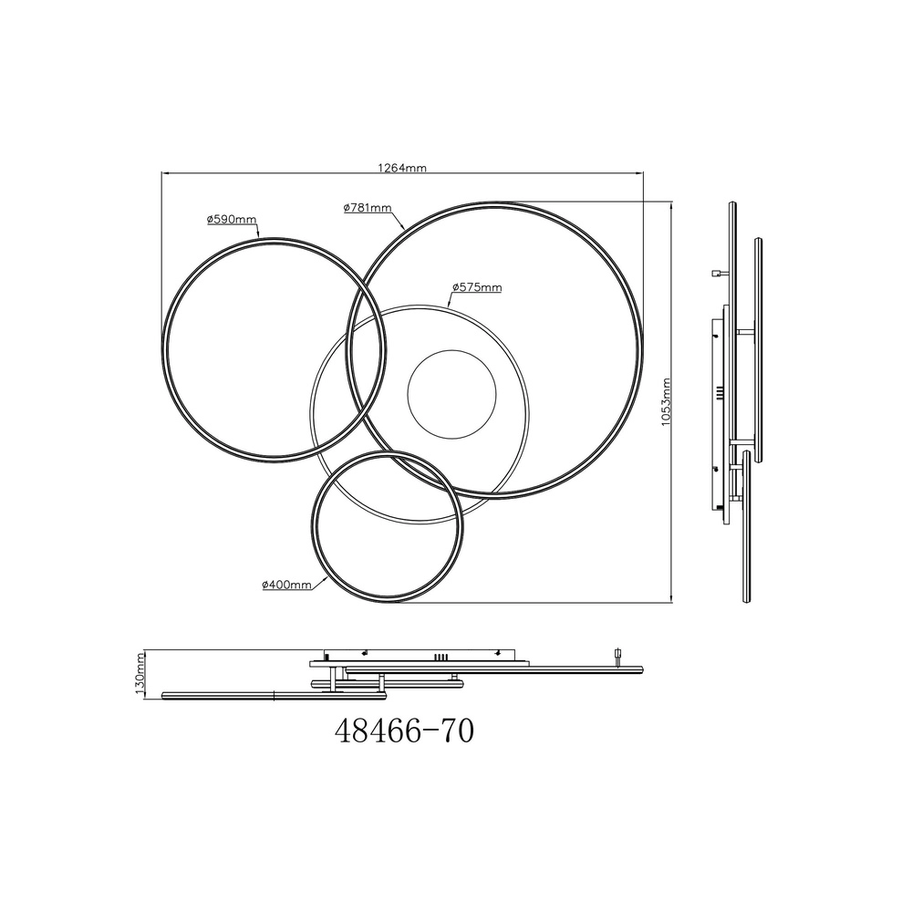 Moderne Deckenlampe Invertina Gold 126 cm Globo 9007371453016