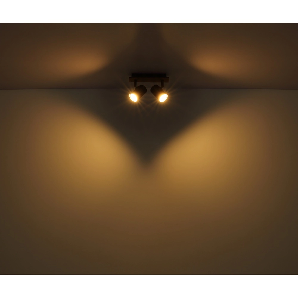 Deckenlampe Linca 2-helliges Schwarz mit Holz Globo 9007371452941