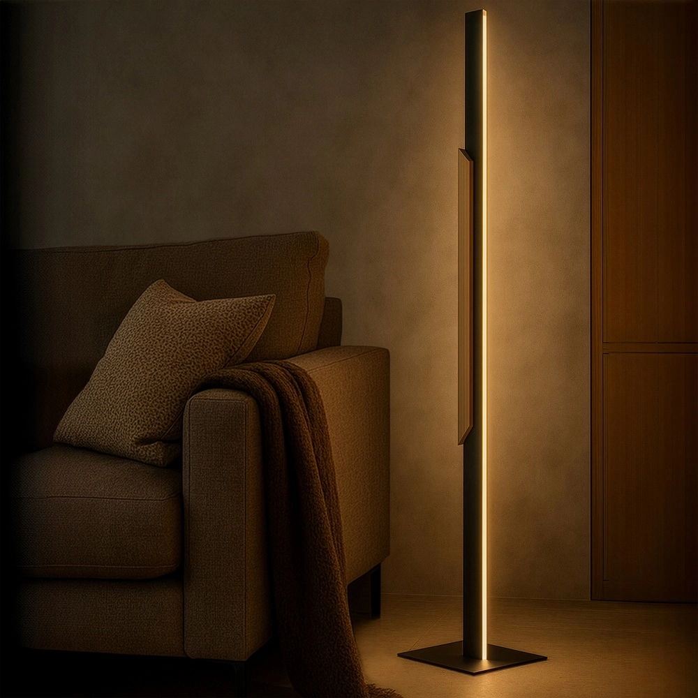 Design-Stehlampe Arcus Schwarz mit Holz Brilliant 4004353463532
