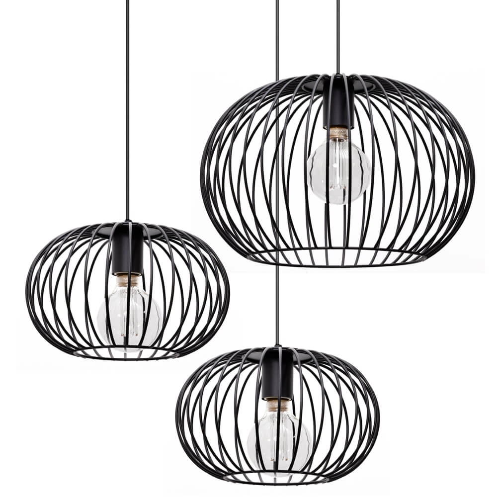 Hängelampe aus Draht Wire 2 3-Licht-Schwarz ETH 8720195302001
