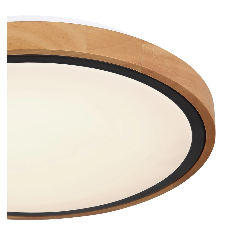 Deckenlampe Bruno Ø 30,7 cm schwarz mit Holz Globo 9007371430468