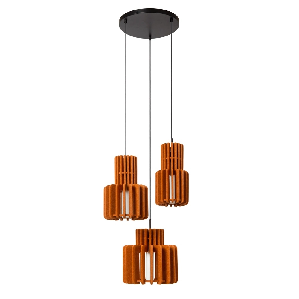 Design-Pendellampe Rollo 3-Licht Terrakotta