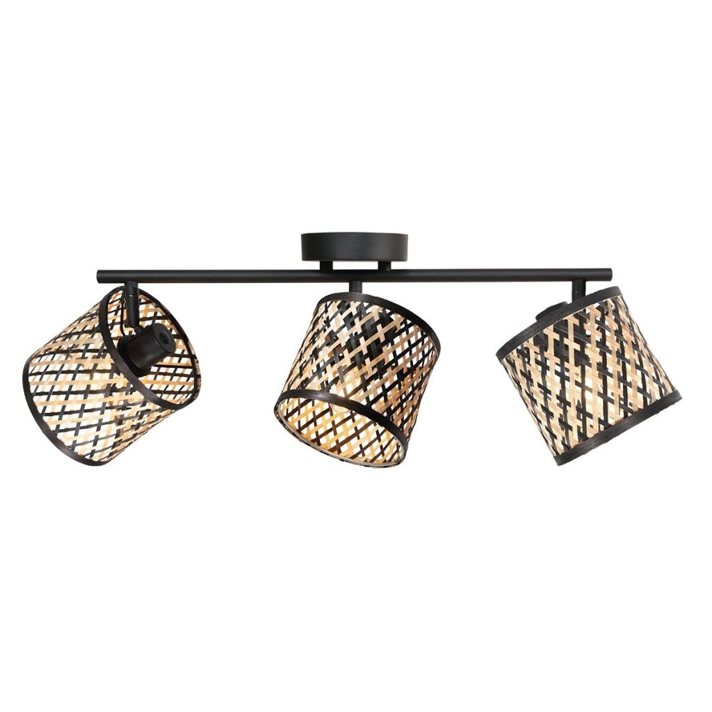 Deckenlampe 3-Leuchten Sumba mit Bambusschirmen Ø12 cm
