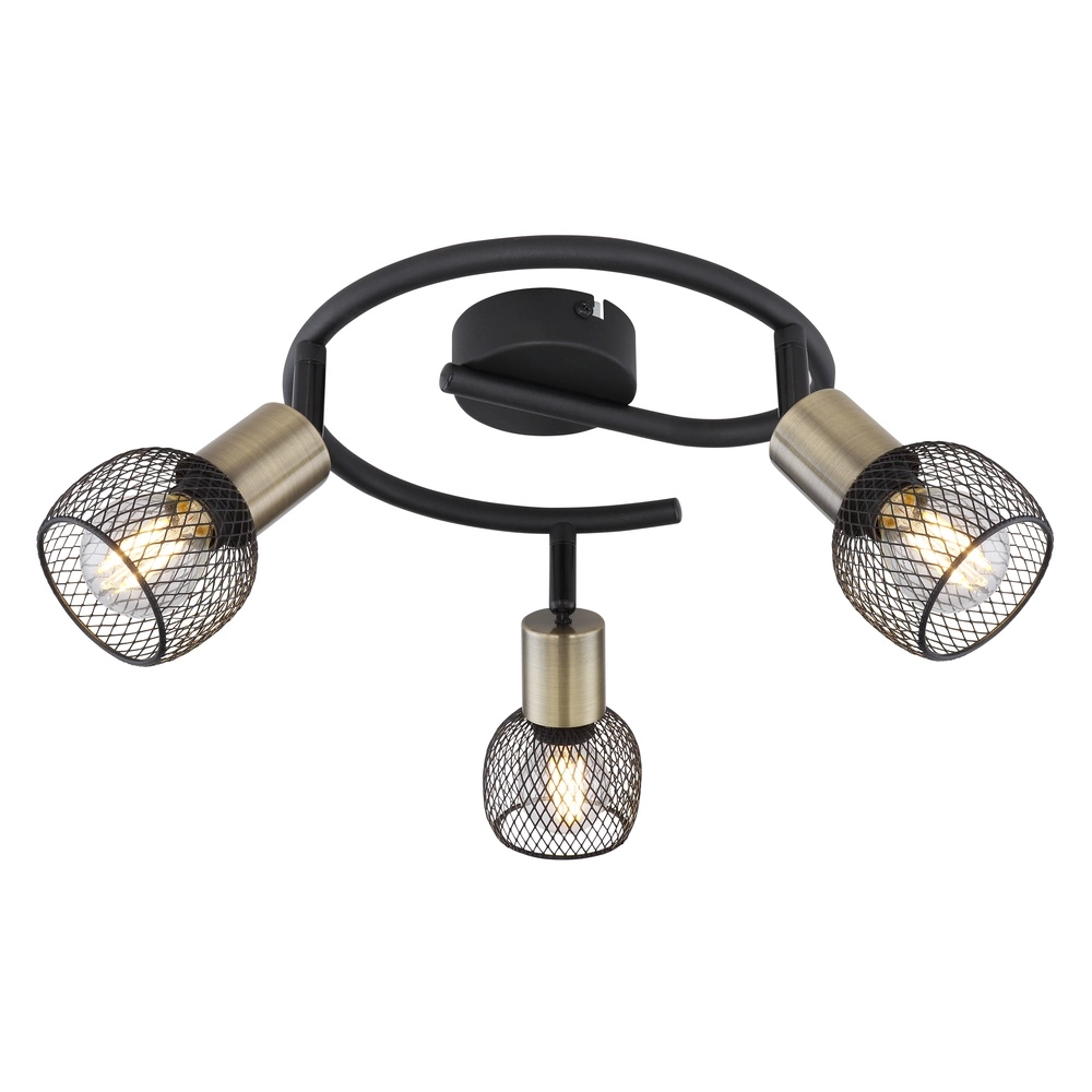 Deckenlampe Fiastra 3-Licht Schwarz mit Mesh