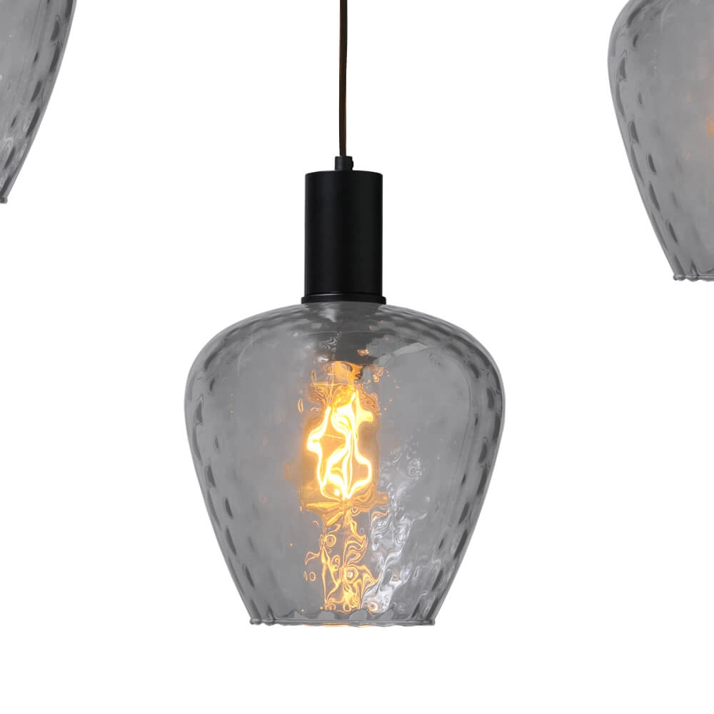 5-flammige Hängelampe - schwarz - Porto mit Diamond-Rauchgläsern Masterlight 8718121270203
