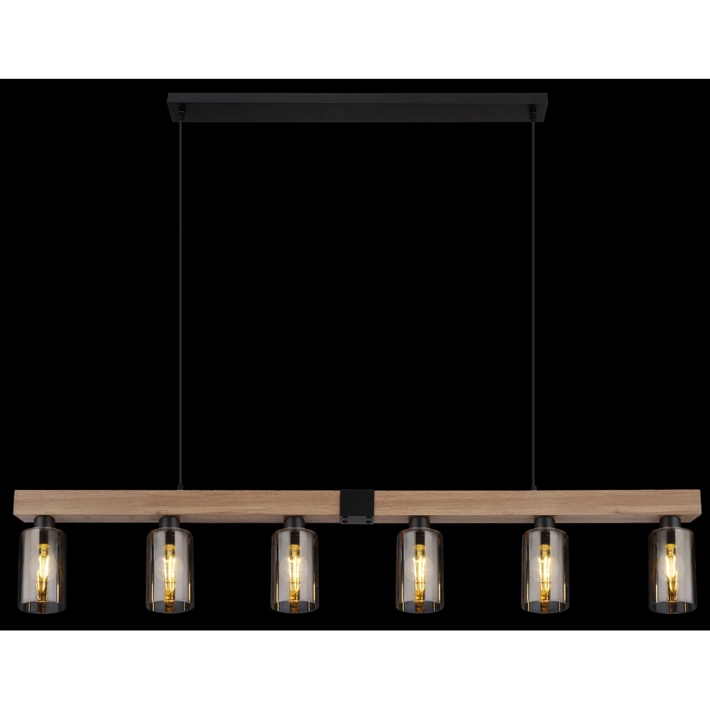 Pendellampe Hadera 6-Licht Schwarz mit Rauchglas Globo 9007371443253