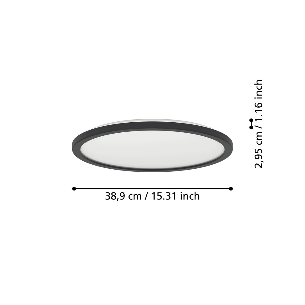 Intelligente Badezimmerlampe Rovito-Z rund - schwarz - Ø 38,9 cm Eglo 9008606329717