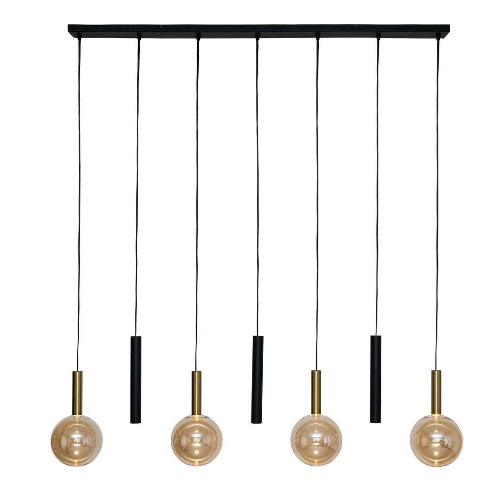 7-Licht Pendellampe Josiane Schwarz mit Gold