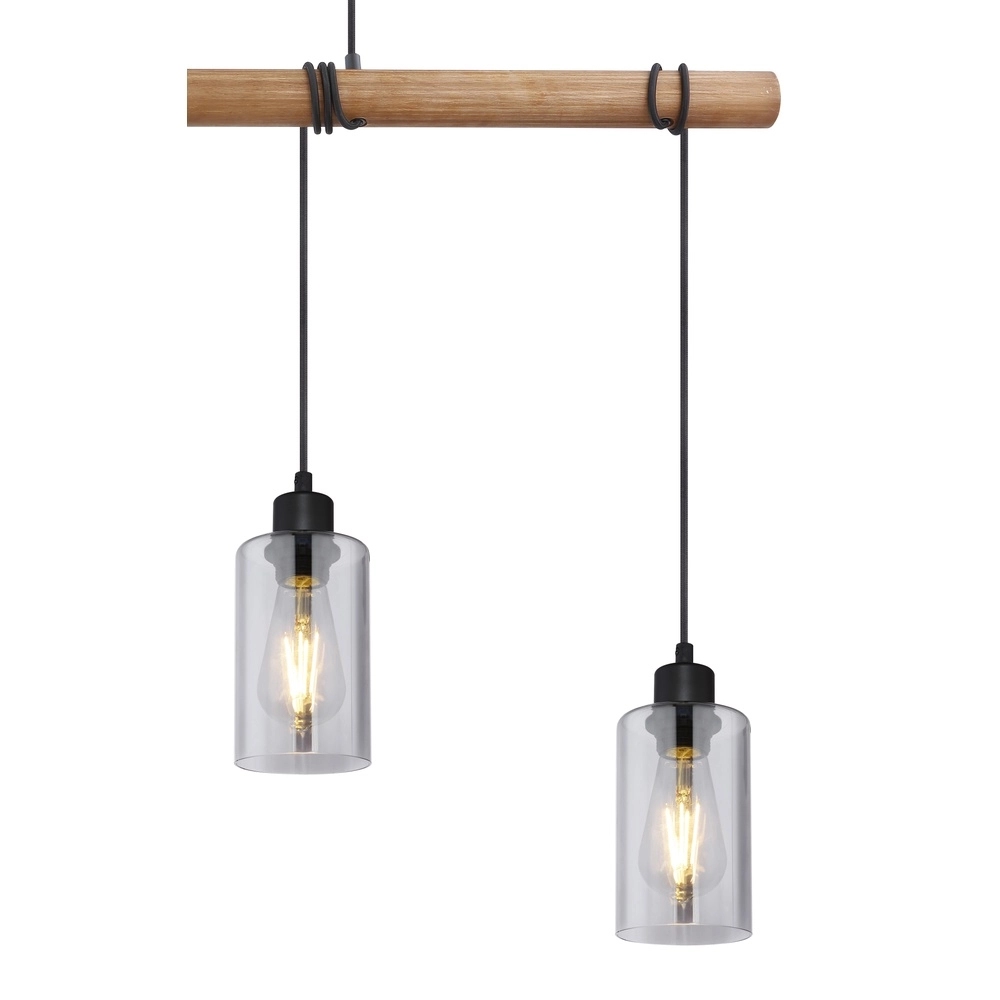 Pendellampe Hadera 4-Licht Schwarz mit Rauchglas Globo 9007371414840