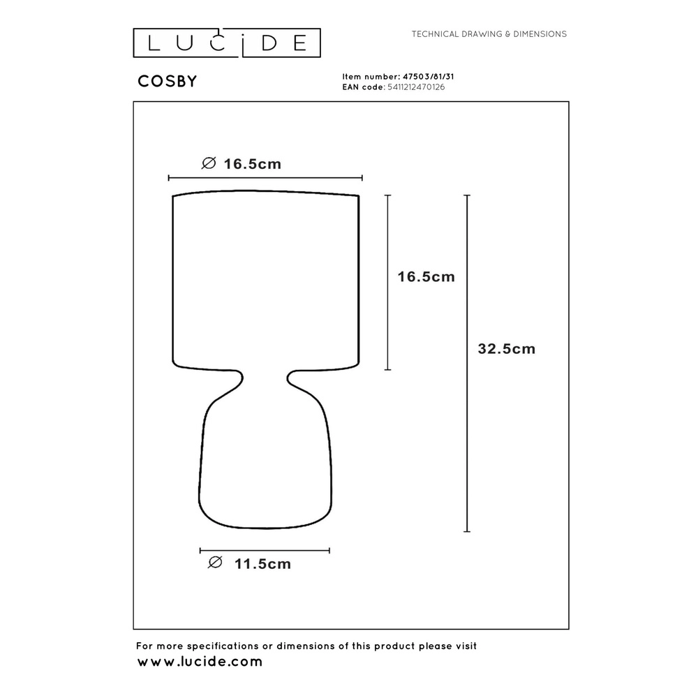 Tischlampe Cosby Weiß Lucide 5411212470126
