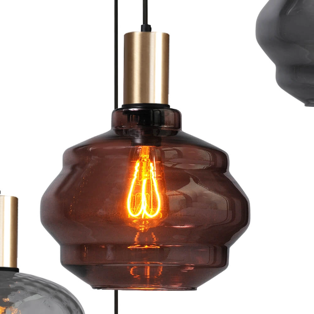 5-flammige Loft-Hängelampe - Gold - Porto mit verschiedenen Gläsern Masterlight 8718121271255