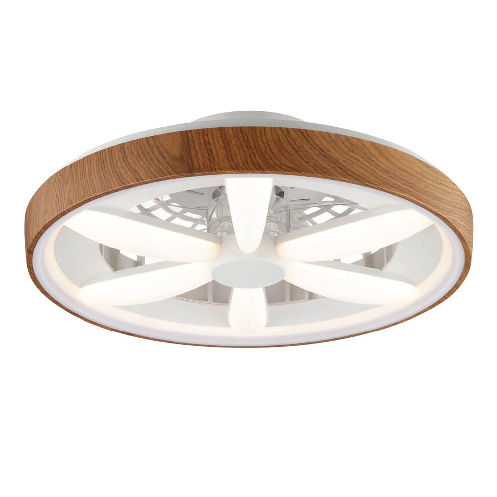 Deckenventilator in Holzoptik Gaiano mit RGB-Lampe Brilliant 4004353455728