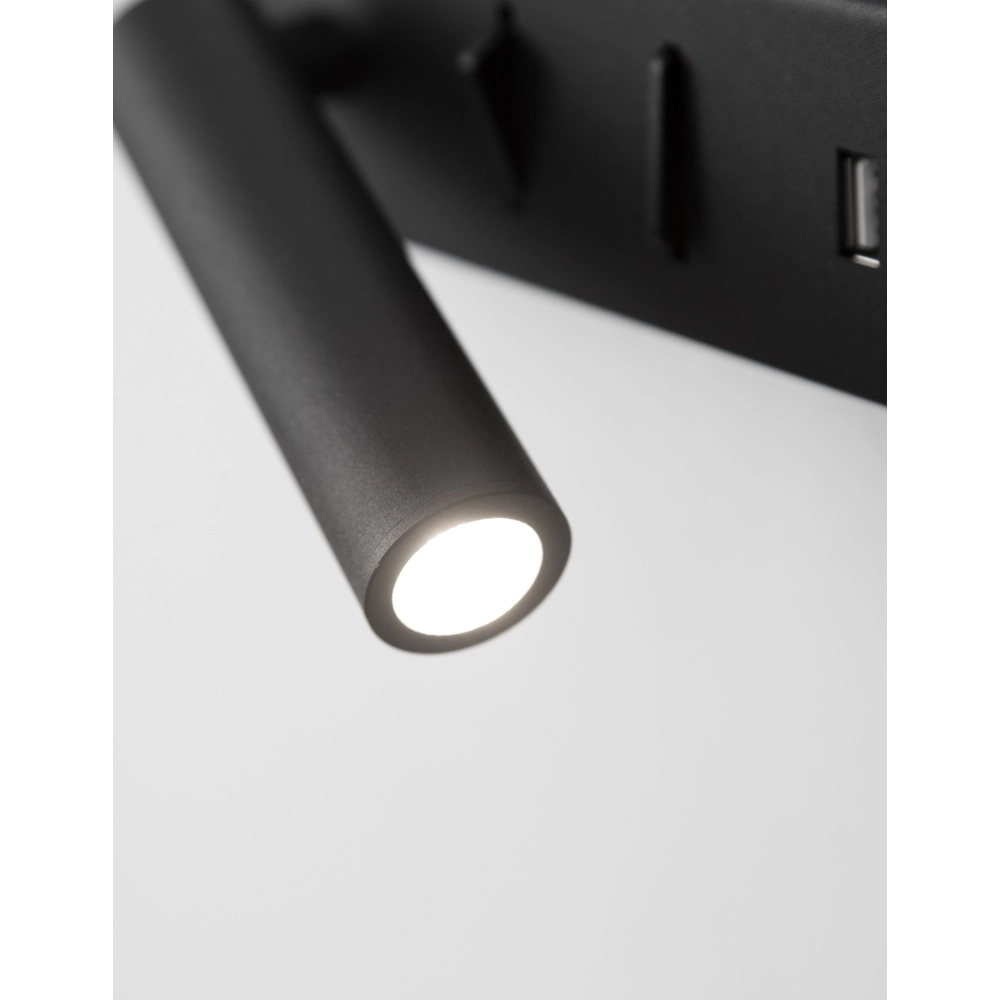 Nachttischlampe Vida Links schwarz mit USB Lyora 5212017427847