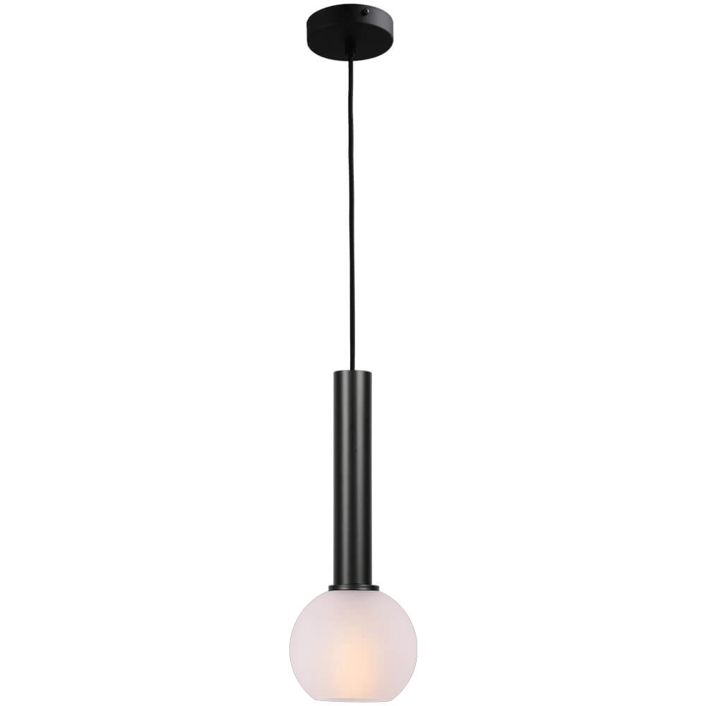 Hängelampe Ø 15cm Bella 2 Schwarz mit mattweißem Glas