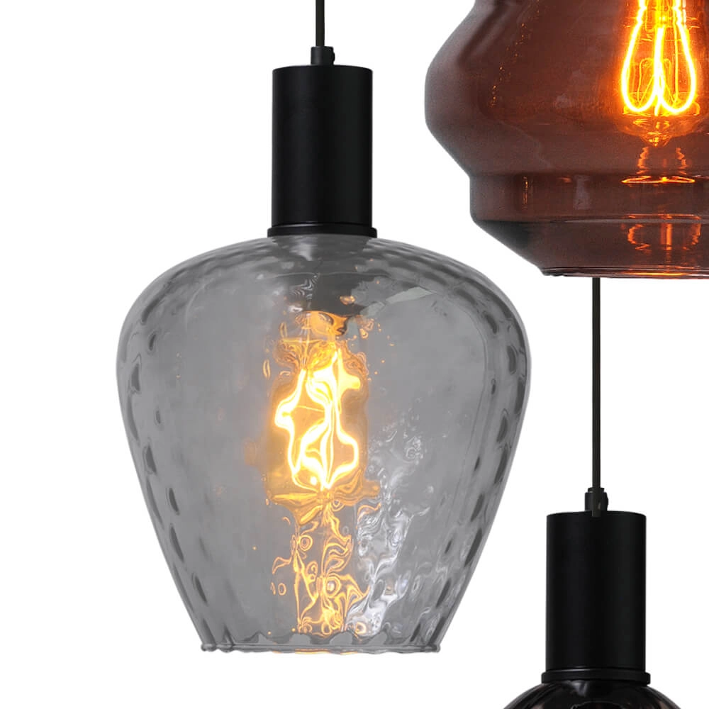 5-flammige Loft-Hängelampe - Schwarz - Porto mit verschiedenen Gläsern Masterlight 8718121271248