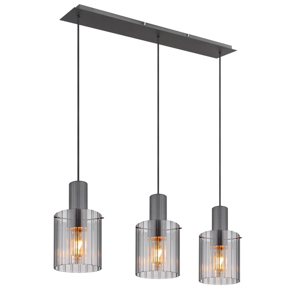 3-flammige Pendelleuchte Tulivar Design Rauchglas Globo 9007371459650