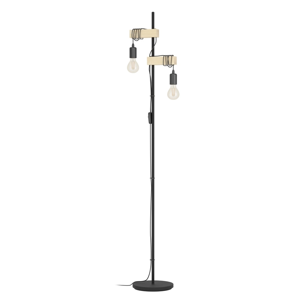 Stehlampe Townshend Holzoptik – 2x E27