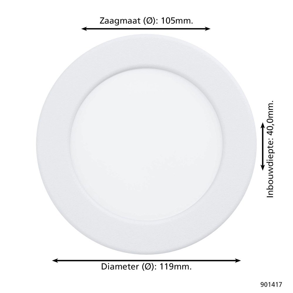 IP44-Einbaulampe Fueva 6 rund – weiß – Ø 11,9 cm Eglo 9008606330942
