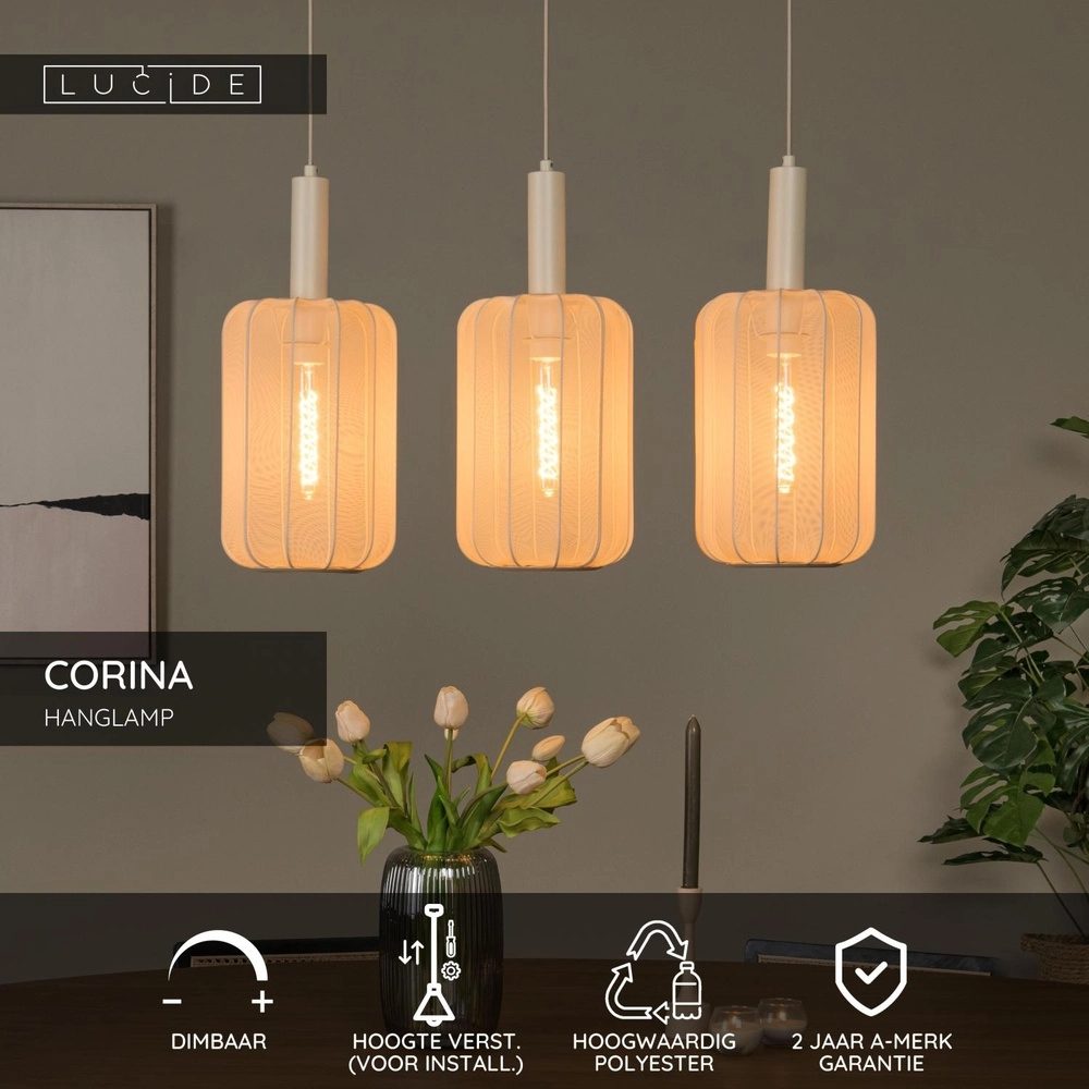 Pendellampe 3-Leuchten Corina Sandbraun Lucide 5411212032034