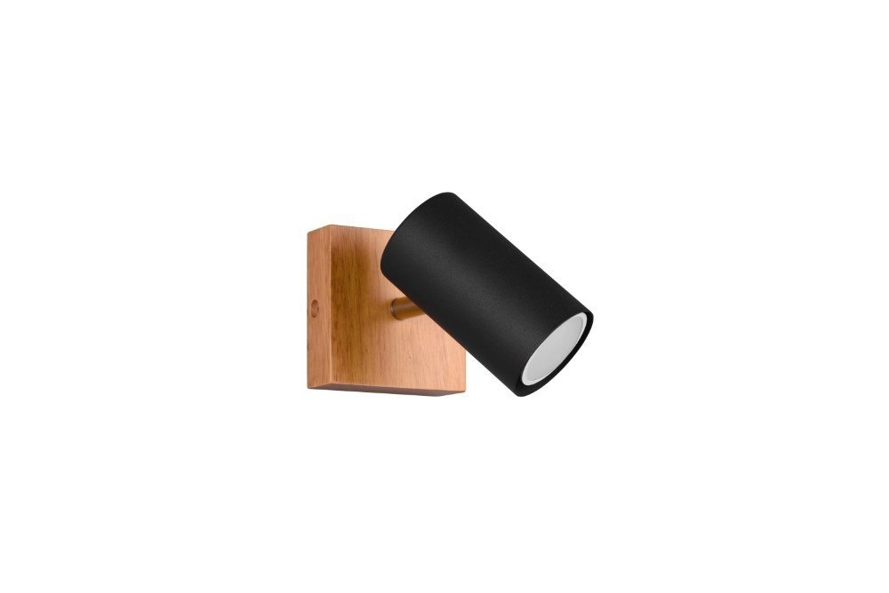 Wandspot Marley schwarz mit holz Trio 4017807487954
