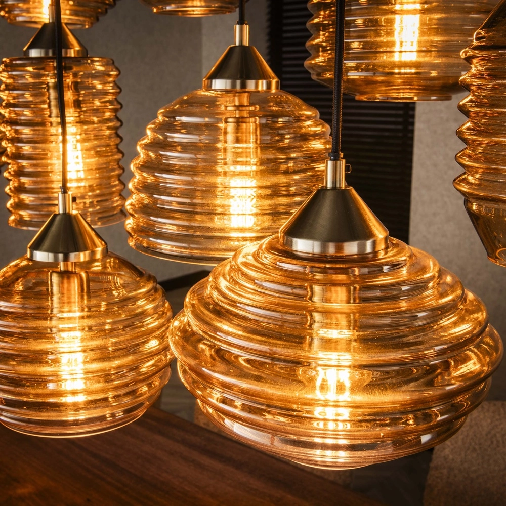 15-Licht Pendellampe Rib Geripptes Glas Lyora 8716803511132