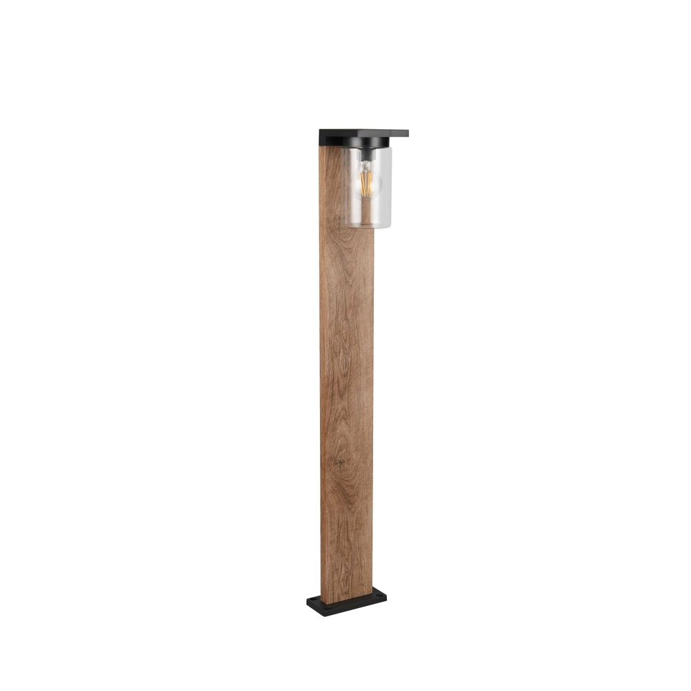Gartenleuchte Ardila schwarz mit Holz 100cm Trio 4017807603453