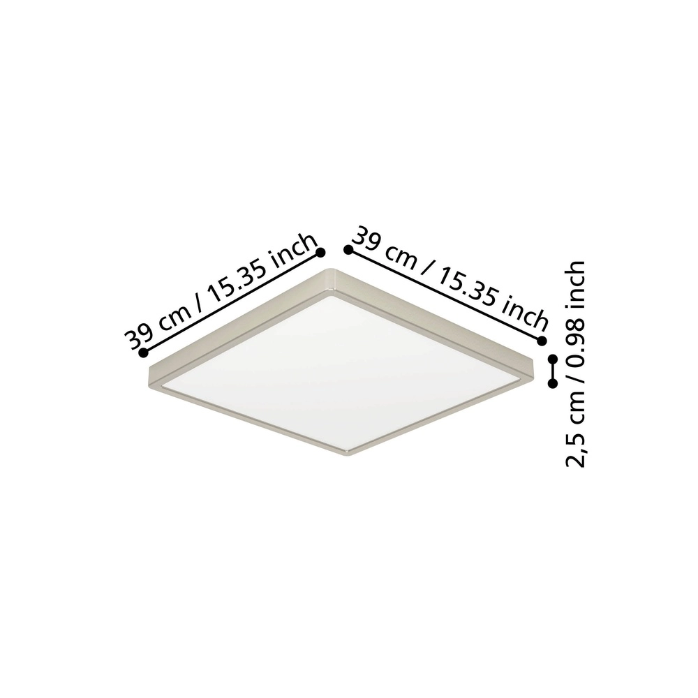 LED-Deckenlicht Fueva 6 Quadrat – Edelstahl – 39x39 cm Eglo 9008606330294