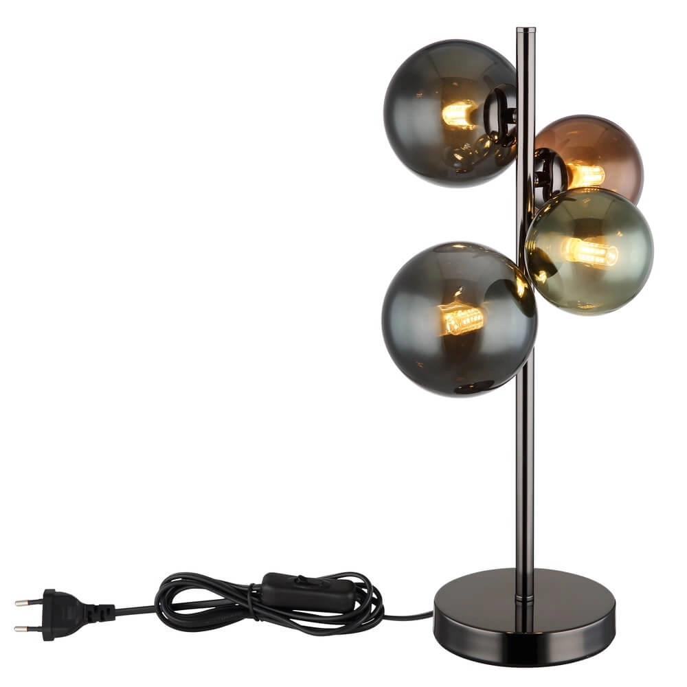 Schwarze Tischleuchte Riha Farbiges Glas 4-flammig Globo 9007371456109