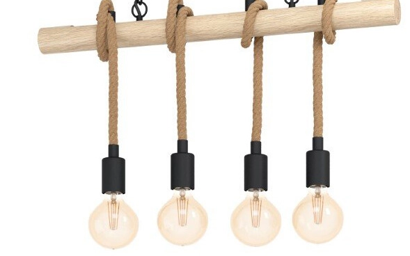 Pendelleuchte Youngstown 4 Lichtschwarz mit holz Eglo 9002759433185