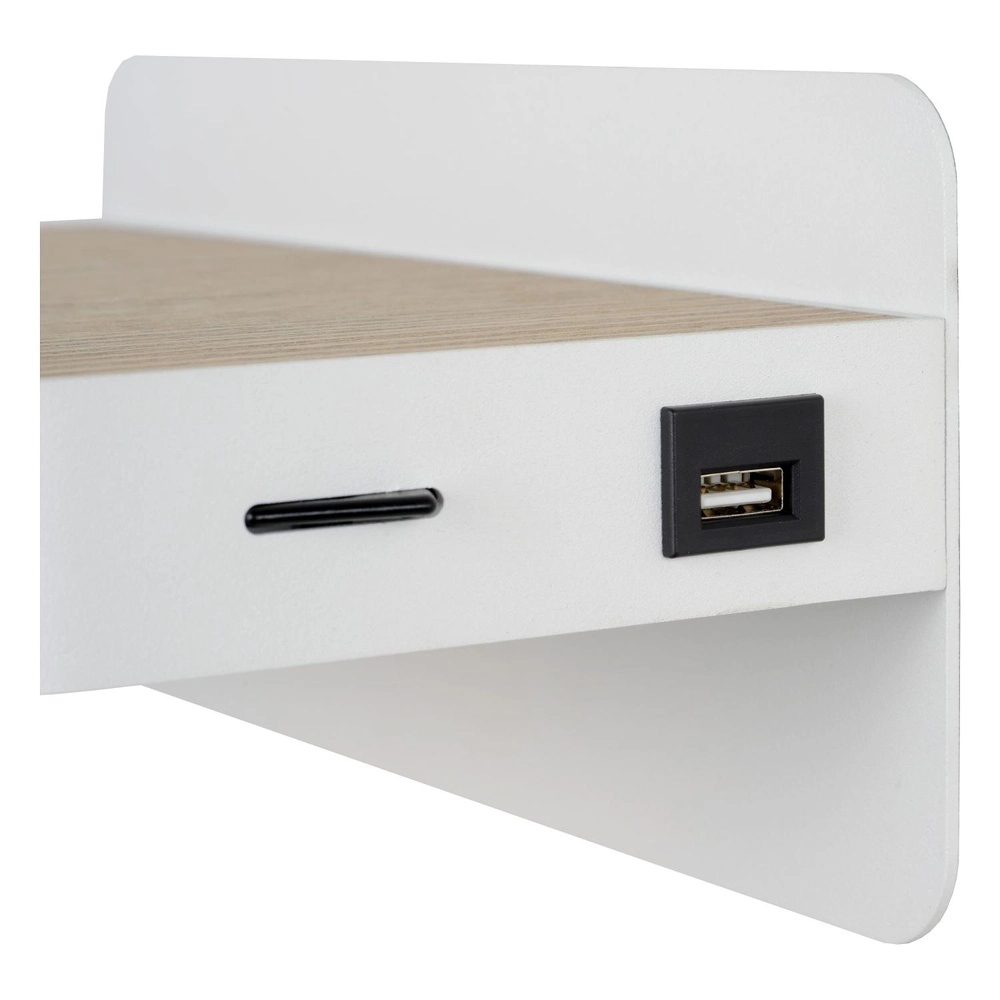Nachttischlampe Atkin mit USB-Ladepunkt weiß Lucide 5411212770837