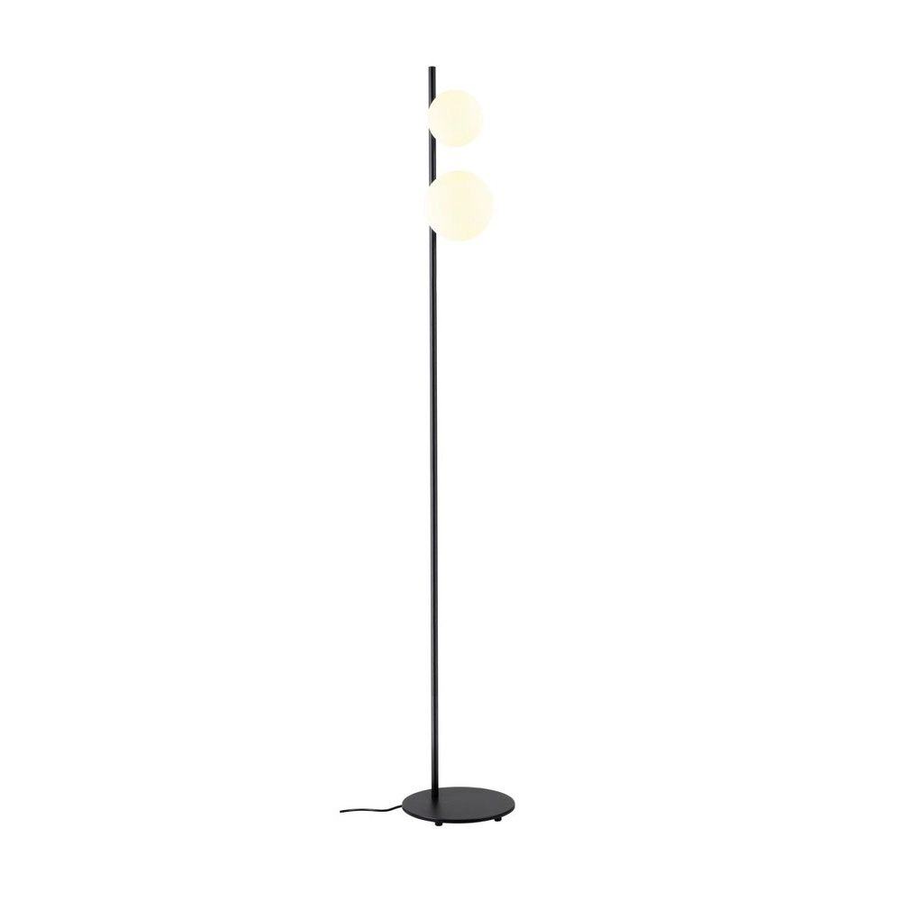 Stehlampe Sun schwarz mit weißen Kugeln