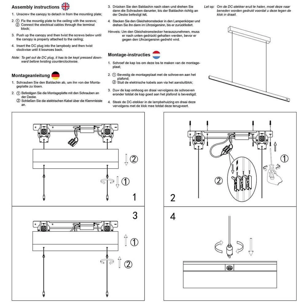 Design-Pendelleuchte Fluxy 160cm schwarz Steinhauer 8712746177855