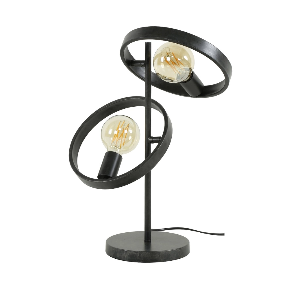 Ringe-Tischlampe Hover 53 cm hoch – Holzkohle Lyora 8716803513297