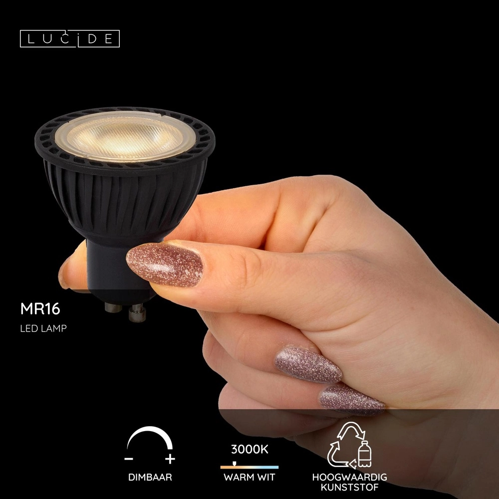 5W Led GU10 - 3000K schwarz dimmbar Lucide 5411212490643
