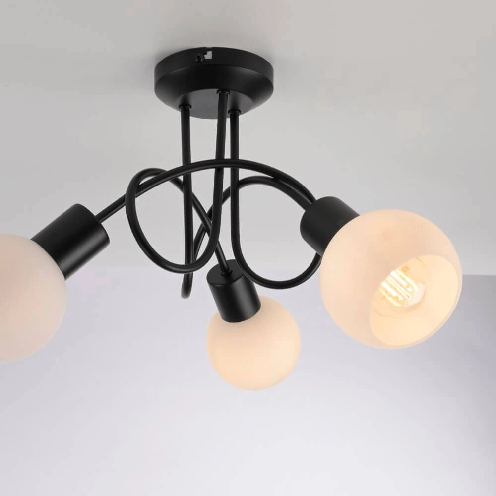 Schwarze Deckenleuchte Loki 3-Licht-Locke Just Light 4043689000783