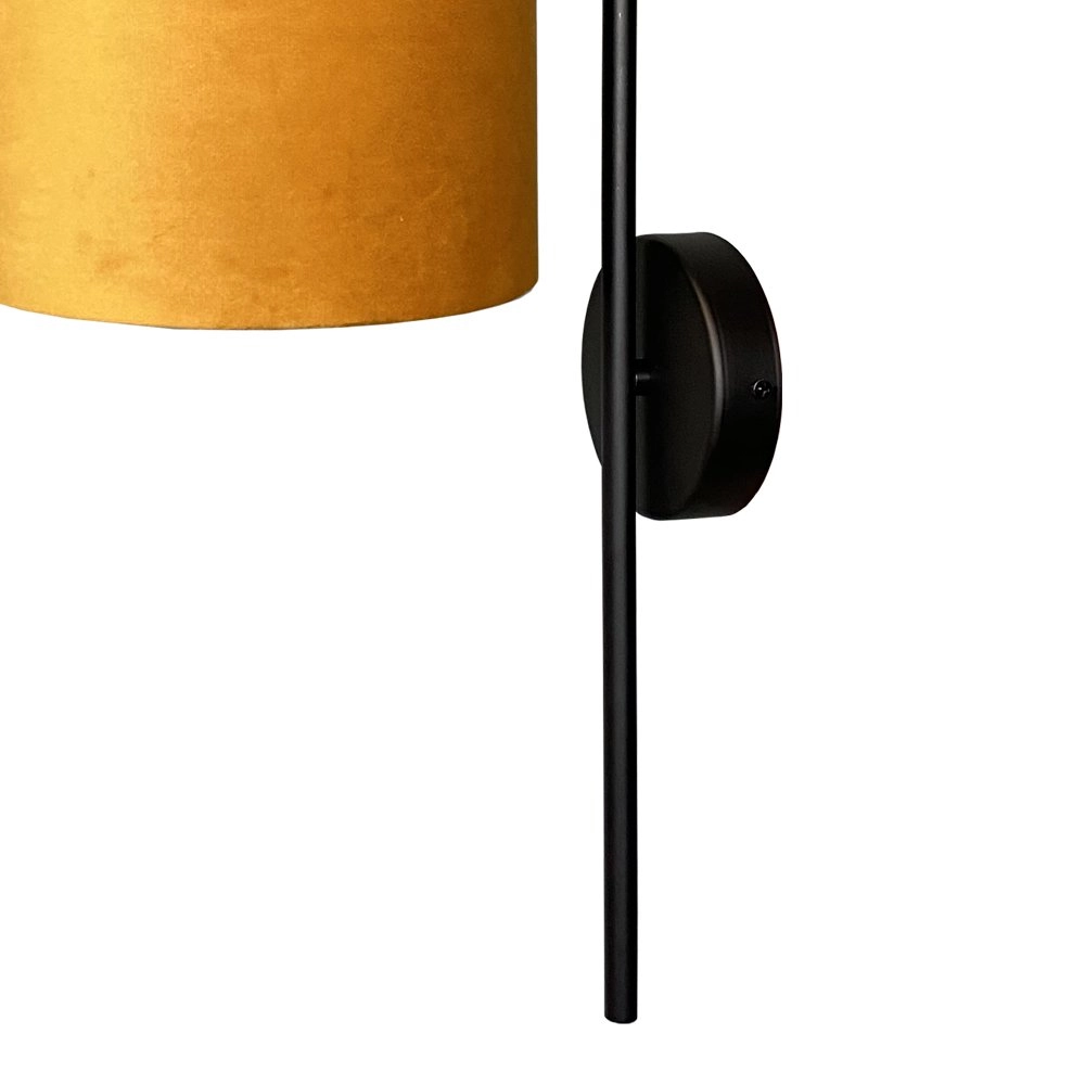 Schwarze Wandlampe Venus mit ockergelbem Lampenschirm Masterlight 8718121251226