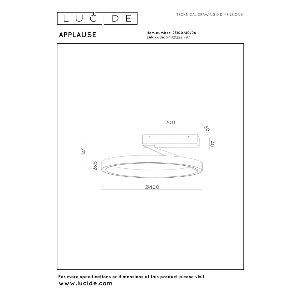 Design-Deckenlampe Applause Ø 40cm – Kaffeebraun – mit Fernbedienung Premium by Lucide 5411212221797