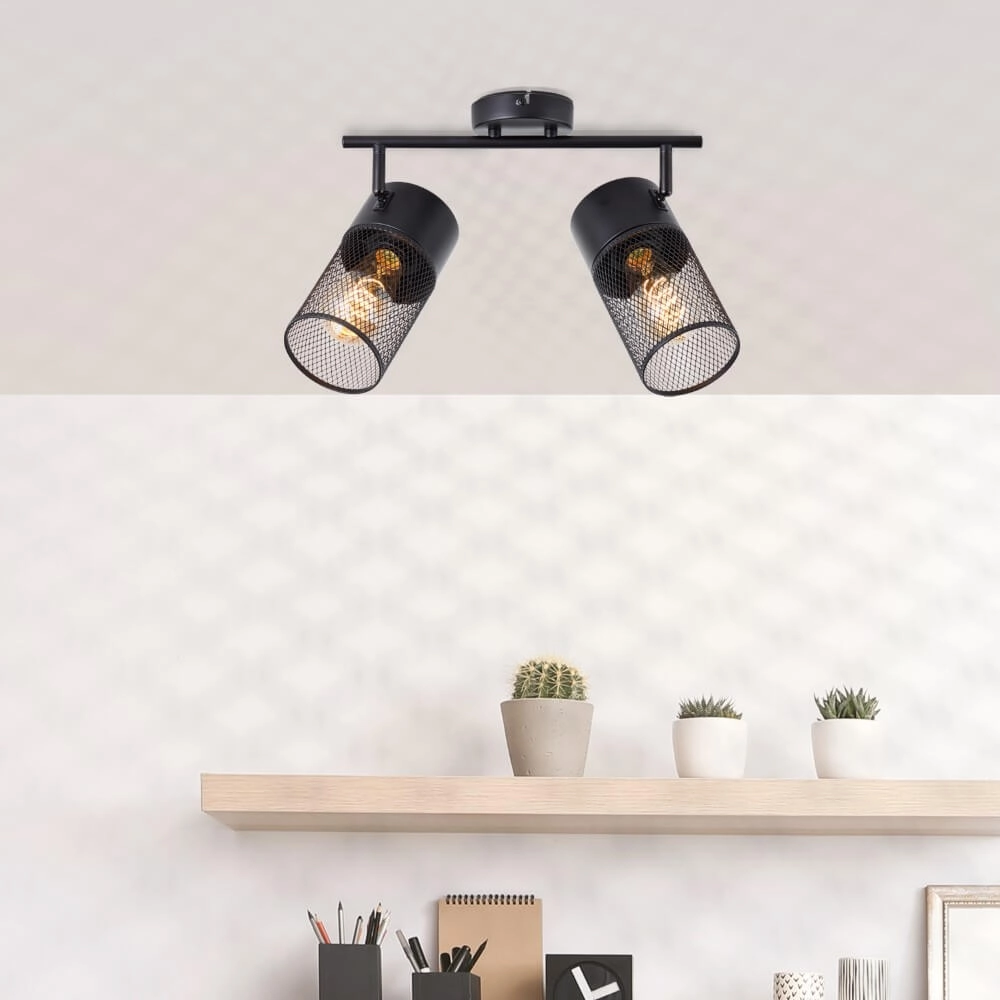 Schwarze Deckenlampe Kamolo 2x E27 Brilliant 4004353409400