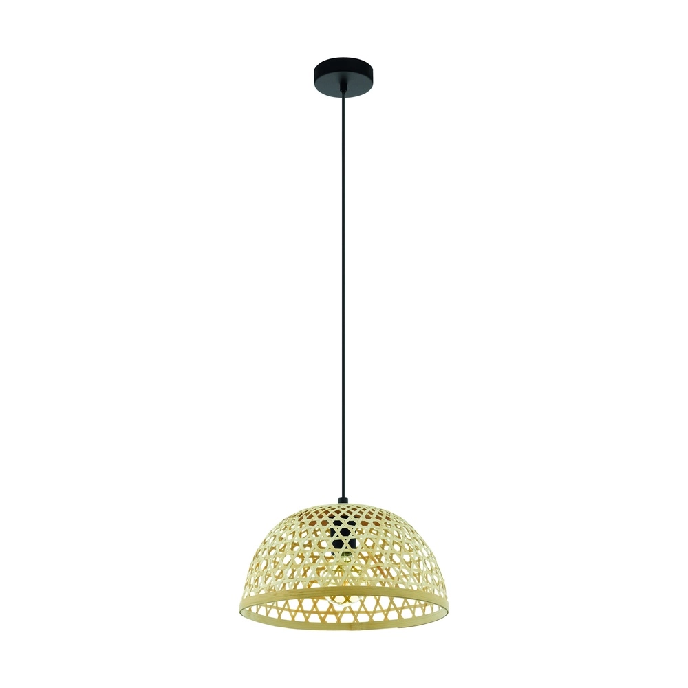 Pendellampe Claverdon Schwarz mit Rattan Eglo 9008420556955