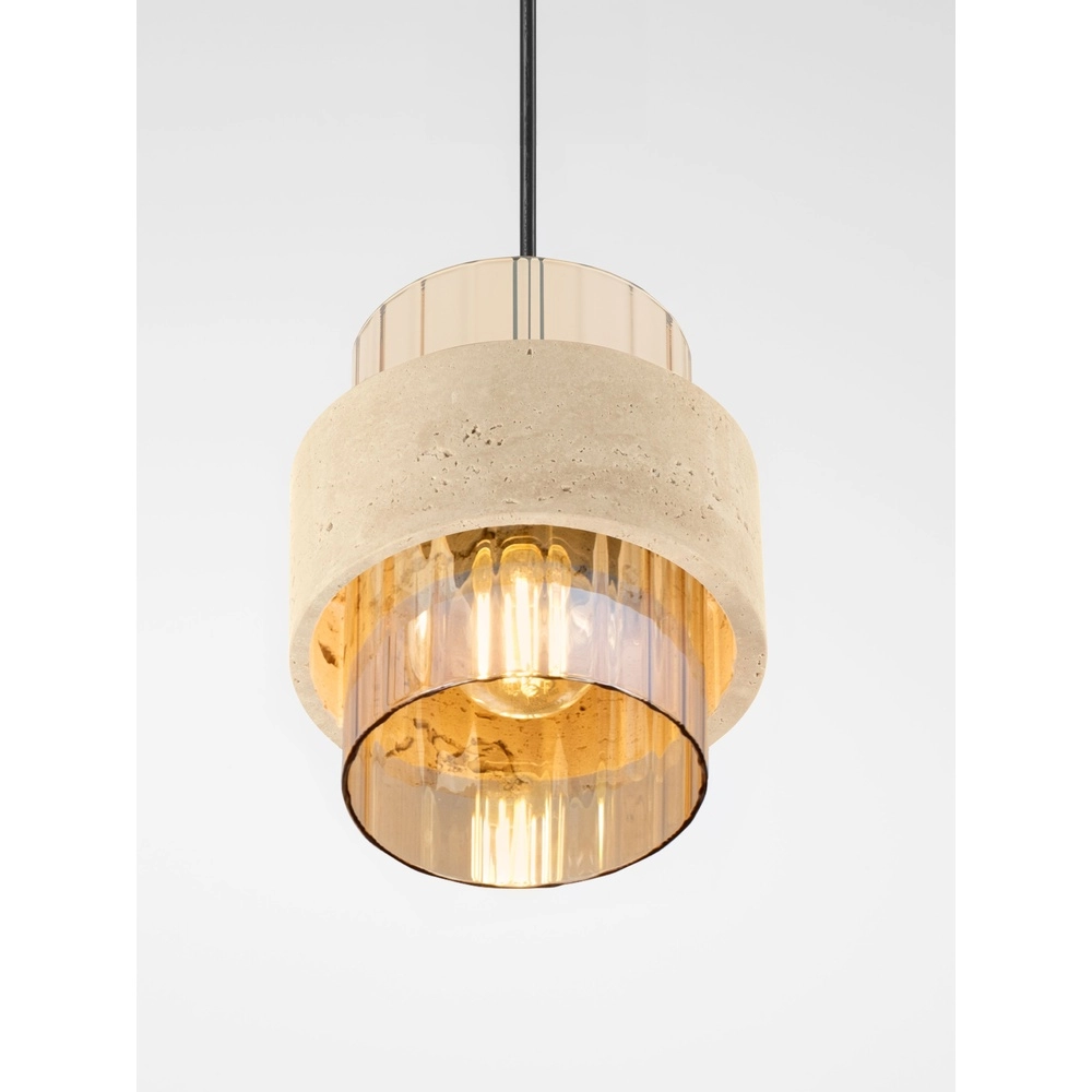 Moderne Pendellampe Melony Bernsteinglas mit sandbraunem Lyora 5212063501249