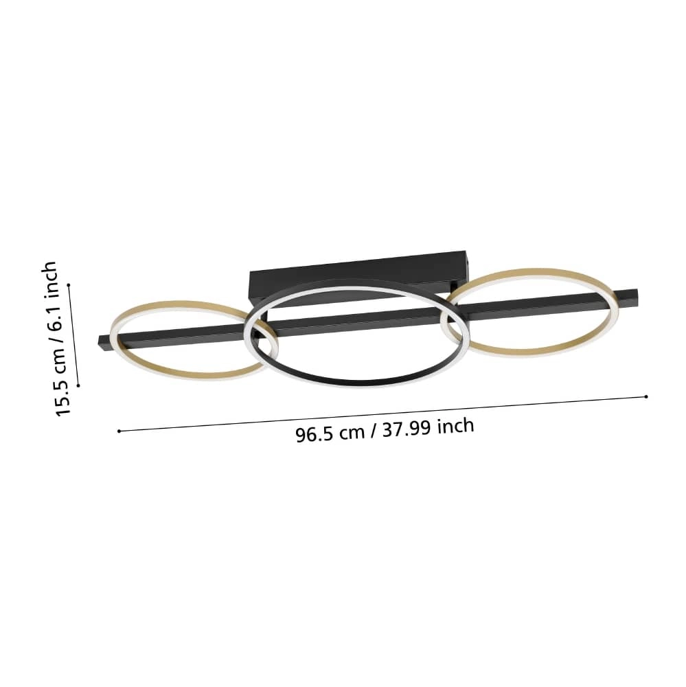 Deckenleuchte mit Ringen Lanacera schwarz mit gold Stars of Light 9008606221400