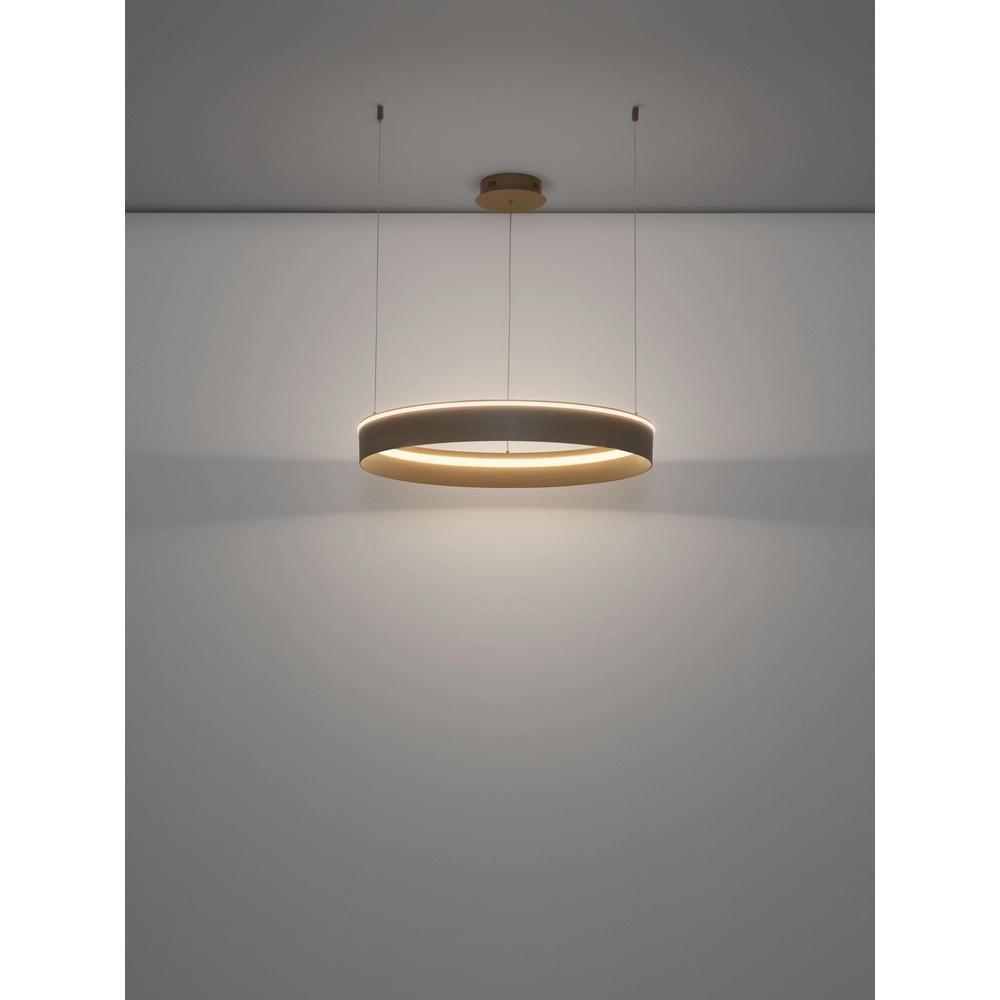 Moderne Pendellampe Olivia sandbraun Ø 78 cm Lyora 5212017494191