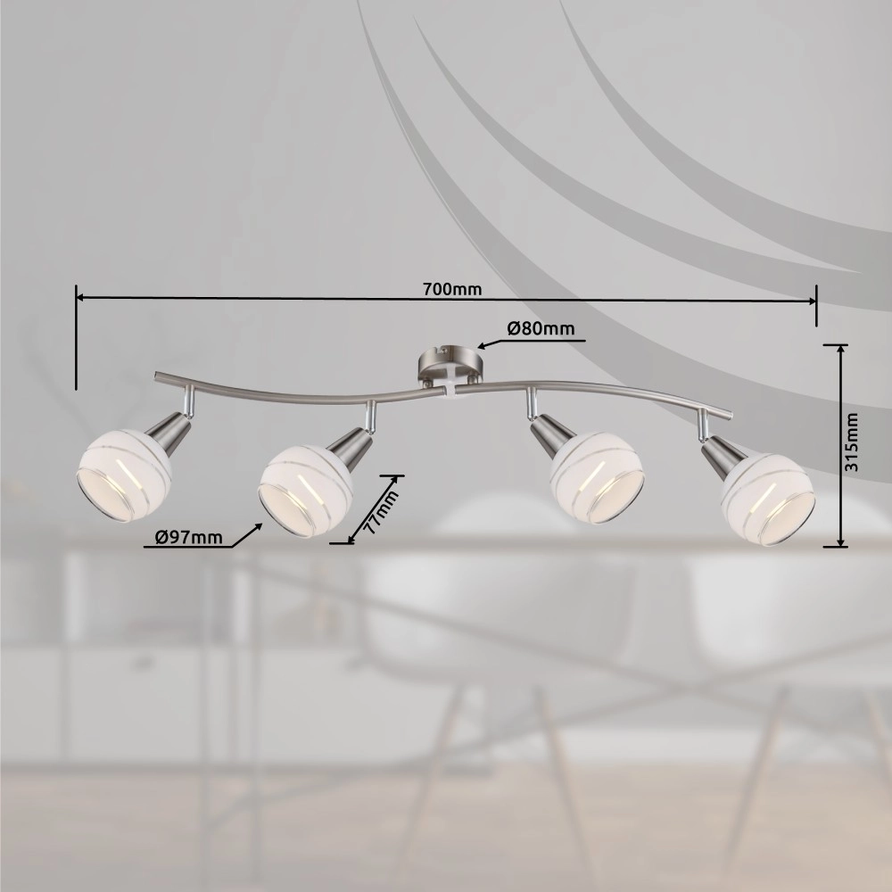 Deckenlampe Elliott 4-Light-Nickel Globo 9007371255320